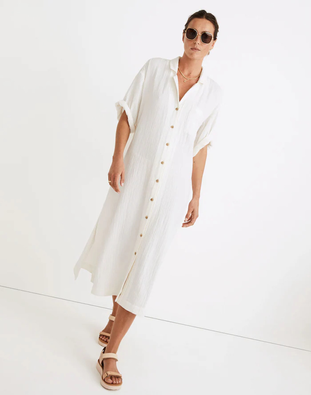 Madewell Lightestspun Cover-Up Maxi Shirtdress XS